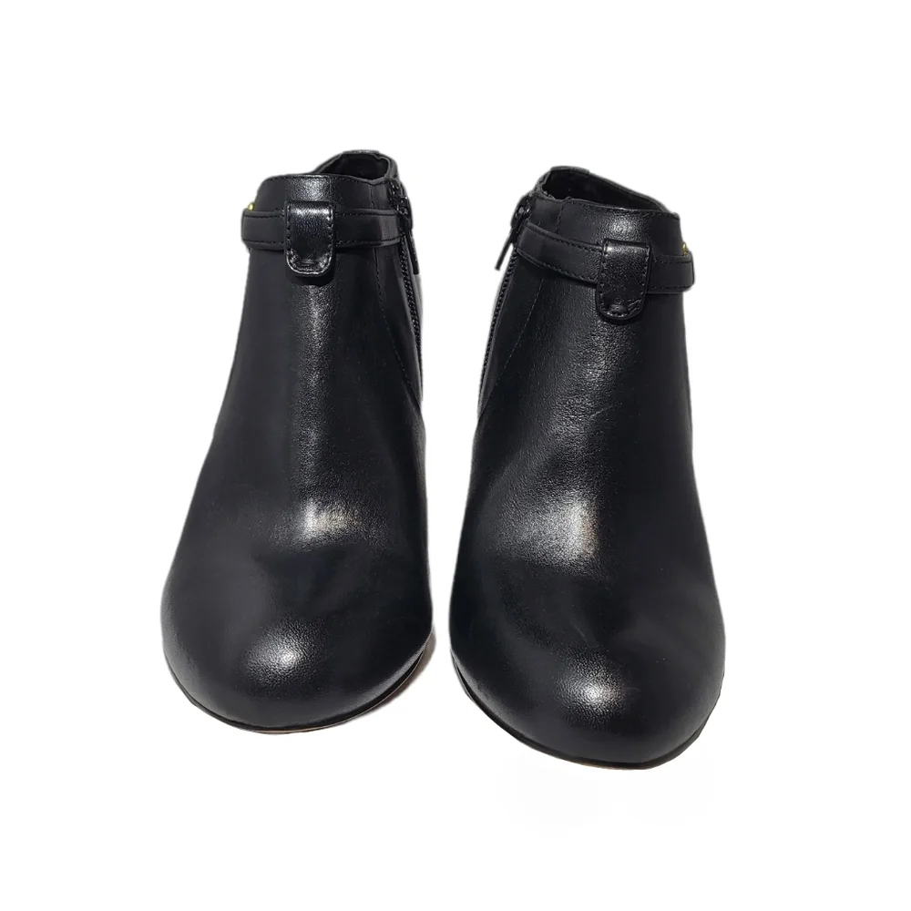 Black Ankle Booties Coach Salene Soft Leather with Stilleto Heels - Picture 7 of 11
